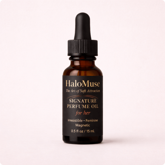 HaloMuse perfume oil for him bottle on a white background